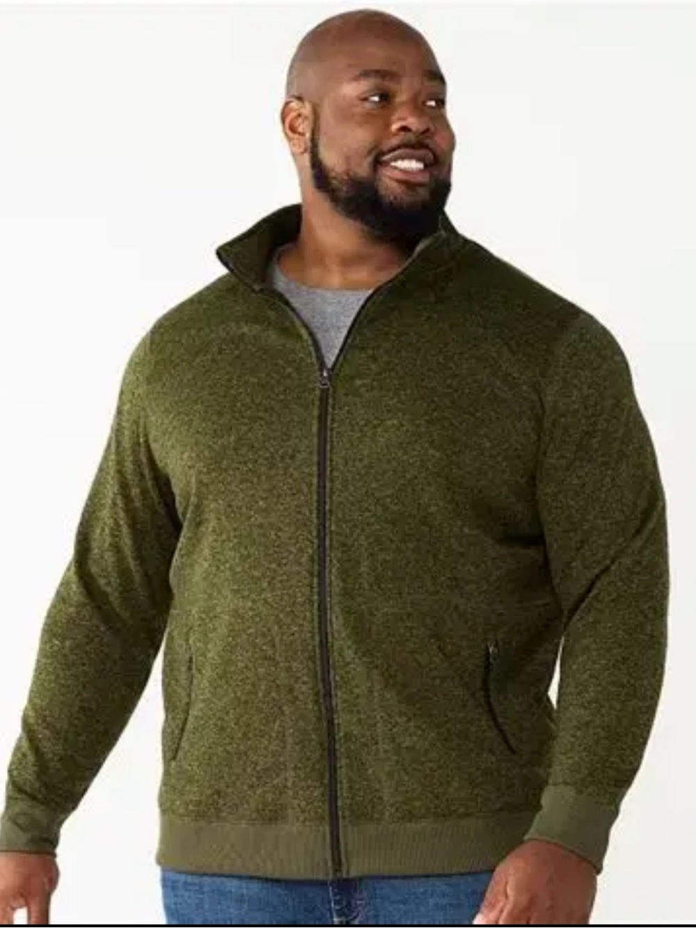 Sonoma Olive Green Men’s Full-Zip Sweater Jacket